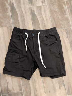 BYLT Basics Black Cargo Shorts with White Drawstring
